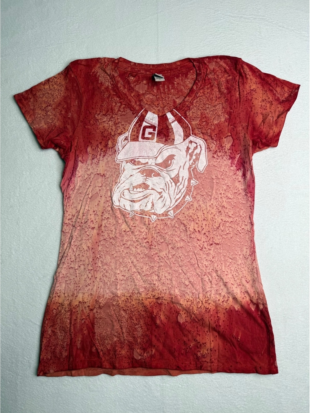 Georgia Bulldogs Women’s Medium Red Bleach Splatter Graphic Tee New Agenda